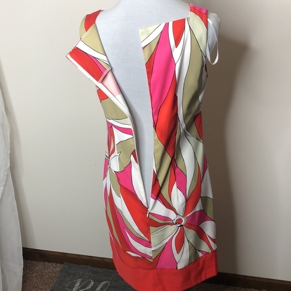 AB studio women’s red &pink floral sleeveless dress size 4 - Picture 5 of 10